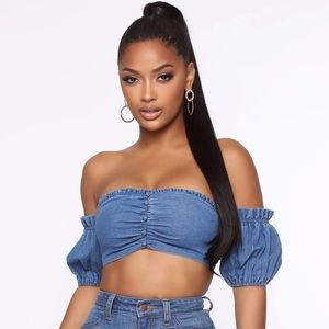 NEW Fashion Nova jeans crop top size M